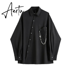 Women Black Gothic Shirt Autumn Long Sleeve Loose Fashion Casual Streetwear Vintage Harajuku Black Goths Blouse Tops Aiertu