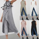 Women Blouses Celmia Asymmetrical Retro Tops Sleeveless Button Down Casual Split Long Shirt Loose Elegant Office Tunics Aiertu