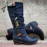 Women Boots Winter Western Punk Boots Winter Warm Shoes Side Zipper Cowboy Boots Ladies Booties Aiertu