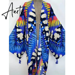 Women Cardigan Loose Long Dress Cocktail Party Boho Maxi African Holiday Batwing Sleeve kimono Robe Aiertu