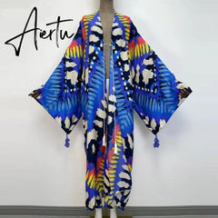 Women Cardigan Loose Long Dress Cocktail Party Boho Maxi African Holiday Batwing Sleeve kimono Robe Aiertu