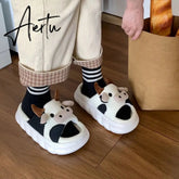 Women Cow Slippers Cute Cartoon Soft Cloud Platform Indoor Shoes Summer Female Home Slides Thick Sole Sandals Male House Slipper Aiertu