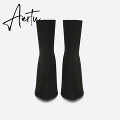 Women Crystal Thick Heel Boots mysite