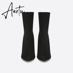 Women Crystal Thick Heel Boots mysite