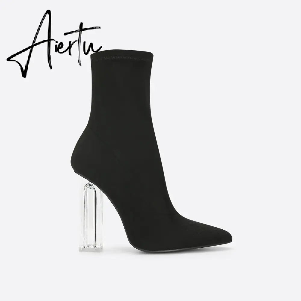 Women Crystal Thick Heel Boots mysite