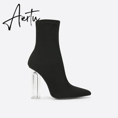Women Crystal Thick Heel Boots mysite