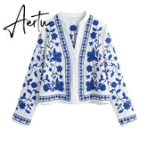 Women Fashion Floral Embroidery Loose Blouses Vintage Long Sleeve Button-up Female Shirts Blusas Chic Tops Aiertu