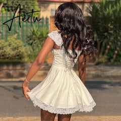 Women Fashion Long Lace Dress Summer Elegant Strap Sexy Beach Party Dress Open Back Strap Sleeveless Girl Aiertu