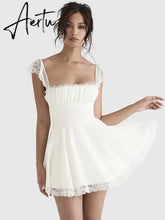Women Fashion Long Lace Dress Summer Elegant Strap Sexy Beach Party Dress Open Back Strap Sleeveless Girl Aiertu