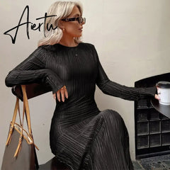 Women Fashion Long Sleeve Streetwear Bodycon Orange Midi Dress Autumn Clothes Wholesale Items For Business Aiertu