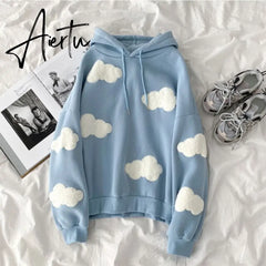 Women Fleece Hoodies Sweatshirts Autumn Winter Warm Female Hoodie Hooded Fashion Casual Women Pullover Tops Oversized Outerwear Aiertu
