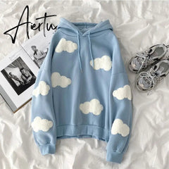 Women Fleece Hoodies Sweatshirts Autumn Winter Warm Female Hoodie Hooded Fashion Casual Women Pullover Tops Oversized Outerwear Aiertu