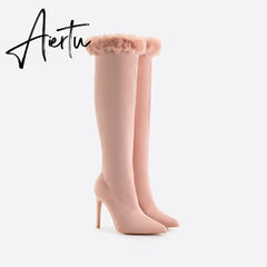 Women High Pointed Toe Lace Boots mysite