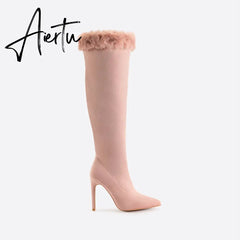 Women High Pointed Toe Lace Boots mysite