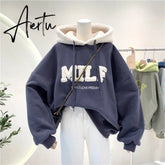Women Hoodie Letter Hoodies Embroidery Spring Fall Winter Hooded Sweatshirts Tracksuit Korean Japanese Preppy Streetwear Aiertu