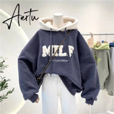 Women Hoodie Letter Hoodies Embroidery Spring Fall Winter Hooded Sweatshirts Tracksuit Korean Japanese Preppy Streetwear Aiertu