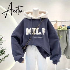 Women Hoodie Letter Hoodies Embroidery Spring Fall Winter Hooded Sweatshirts Tracksuit Korean Japanese Preppy Streetwear Aiertu