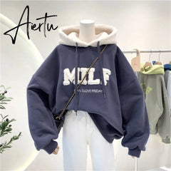Women Hoodie Letter Hoodies Embroidery Spring Fall Winter Hooded Sweatshirts Tracksuit Korean Japanese Preppy Streetwear Aiertu