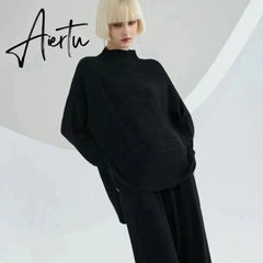 Women Knitted Cashmere Pullover Sweater, Female Oversized Fall Winter Top. Aiertu