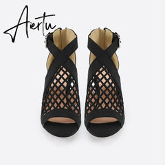 Women Open Toe Cut-Off Heeled Sandals mysite