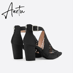 Women Open Toe Cut-Off Heeled Sandals mysite