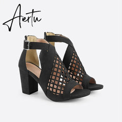 Women Open Toe Cut-Off Heeled Sandals mysite