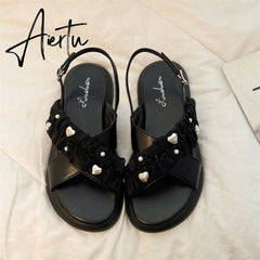 Women Platform Black Flat Designer Sandals Female Summer New Slides Soft Non-Slip Buckle Slippers Casual Fashion Woman Shoes Aiertu