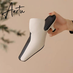 Women Sandals Mixed Colors Quality Genuine Leather Mules High Heels Office Ladies Concise Shoes Woman Spring Summer New Aiertu