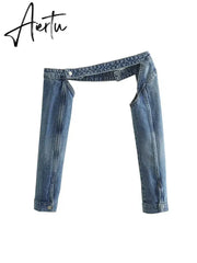 Women Sexy Denim Camis Women Tops Blue Camis Sleeveless Female Denim Tank With Button Top Aiertu