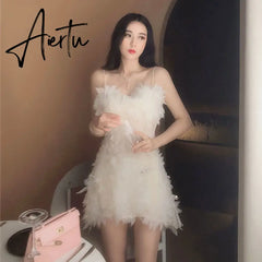 Women Sexy Lace Mesh Irregular Sling Mini Dress Summer Fashion V-Neck Slim Bodycon Party Dresses Female Sleeveless Vestidos Aiertu