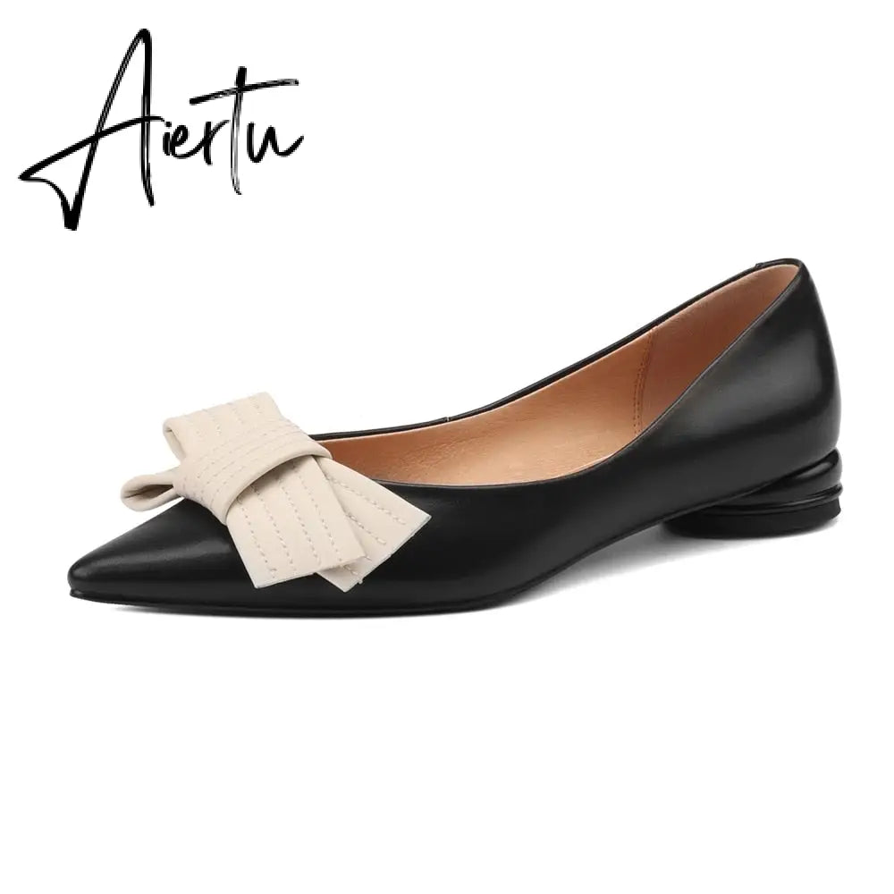 Women Sheepskin Loafers Shoes Genuine Leather Low Heel Spring Female Pumps Sheepskin Insole Pigskin Lining Handmade Big Size 42 Aiertu