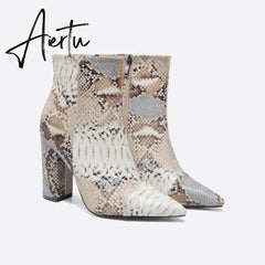 Women Snake Print Boots mysite