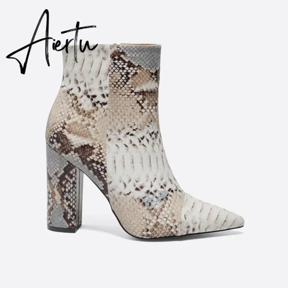 Women Snake Print Boots mysite