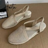 Women Summer Shoes High Heels Back Strap Sandalias De Tacon Slip-on Closed Toe Wedges Trendy Leisure Ladies Sandals Aiertu