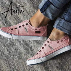 Women Vulcanized Sneakers Breathable Flat Casual Classic Shoes Woman Spring Autumn Canvas Zapatos Mujer Casual Shoes Aiertu