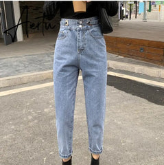 Women's jeans autumn new simple casual Korean loose harem pants all-match slim straight-leg pants Aiertu