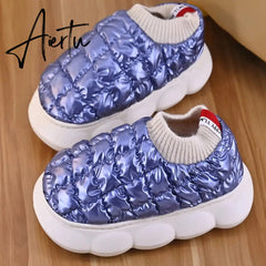 Women's Platform Boots Winter Pink Female Cotton Shoes Light Soft Down Waterproof Thick Heels Warm Furry Woman Ankle Boot Aiertu