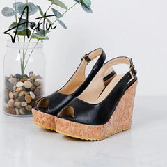 Women's Sandals Casual Peep Toe Sandals Female High Heels With Platforms Sandalias Spring Summer Fashion New Ladies Shoes Aiertu