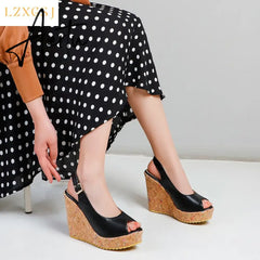 Women's Sandals Casual Peep Toe Sandals Female High Heels With Platforms Sandalias Spring Summer Fashion New Ladies Shoes Aiertu