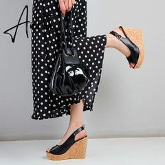 Women's Sandals Casual Peep Toe Sandals Female High Heels With Platforms Sandalias Spring Summer Fashion New Ladies Shoes Aiertu