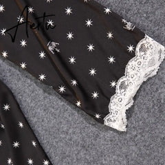 Women's Summer Two-piece Suit Pajamas Ice Silk Satin Thin Outwear Print Lace Pyjamas Home Suit for Women Clothes Aiertu