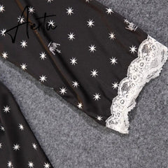 Women's Summer Two-piece Suit Pajamas Ice Silk Satin Thin Outwear Print Lace Pyjamas Home Suit for Women Clothes Aiertu