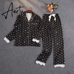 Women's Summer Two-piece Suit Pajamas Ice Silk Satin Thin Outwear Print Lace Pyjamas Home Suit for Women Clothes Aiertu