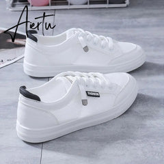 Women's Vulcanize Shoes Casual Sneakers Spring Summer Breathable Flats Solid Color Mesh Shoes Fashion White Shoes Flat Sneakers Aiertu