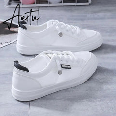 Women's Vulcanize Shoes Casual Sneakers Spring Summer Breathable Flats Solid Color Mesh Shoes Fashion White Shoes Flat Sneakers Aiertu
