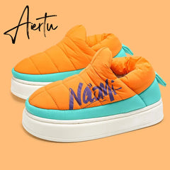 Women's Winter Boots Flat Heels Female Fluffy Shoes Chunky Light Keep Warm Down Platform Mixed Colors Outside Woman Snow Boot Aiertu