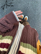 Y2k Aesthetic Vintage Tassel Knitted Cardigan Spring Oversize Loose Contrast Women Sweater Zipper Harajuku Cardigans Femme Aiertu