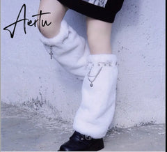 Y2K Girl Harajuku Punk Golita Lolita leg warmers spice Women Winter Warmer Foot Cover Streetwear furry Leg warmer leg warmers Aiertu