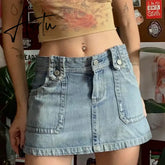 Y2K Preppy Retro Jeans Mini Skirt Korean Fashion High Waist Denim Pencil Skirt Chic Women Harajuku Grunge Vintage Streetwear Aiertu