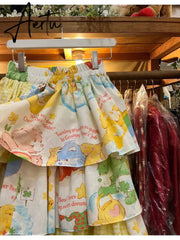 Y2k Sweet Fashion Skirt Age-reducing Print Splicing Cake Skirts Summer New Half Skirt Vintage Harajuku Fashion Faldas Aiertu